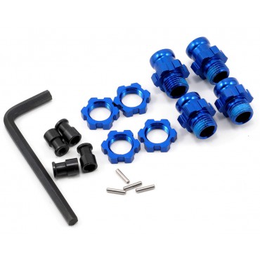 KIT DE SEXTAVADO DE RODA TRAXXAS HUB ALUMÍNIO ANODIZADO AZUL ADAPTADORES 17mm TRAX 6856X